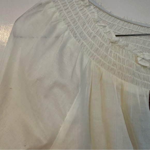 Miley Cyrus Sheer Blouse Elastic Neck Cuffs Waist Embroidered V-neck Tie Size L - Picture 7 of 14